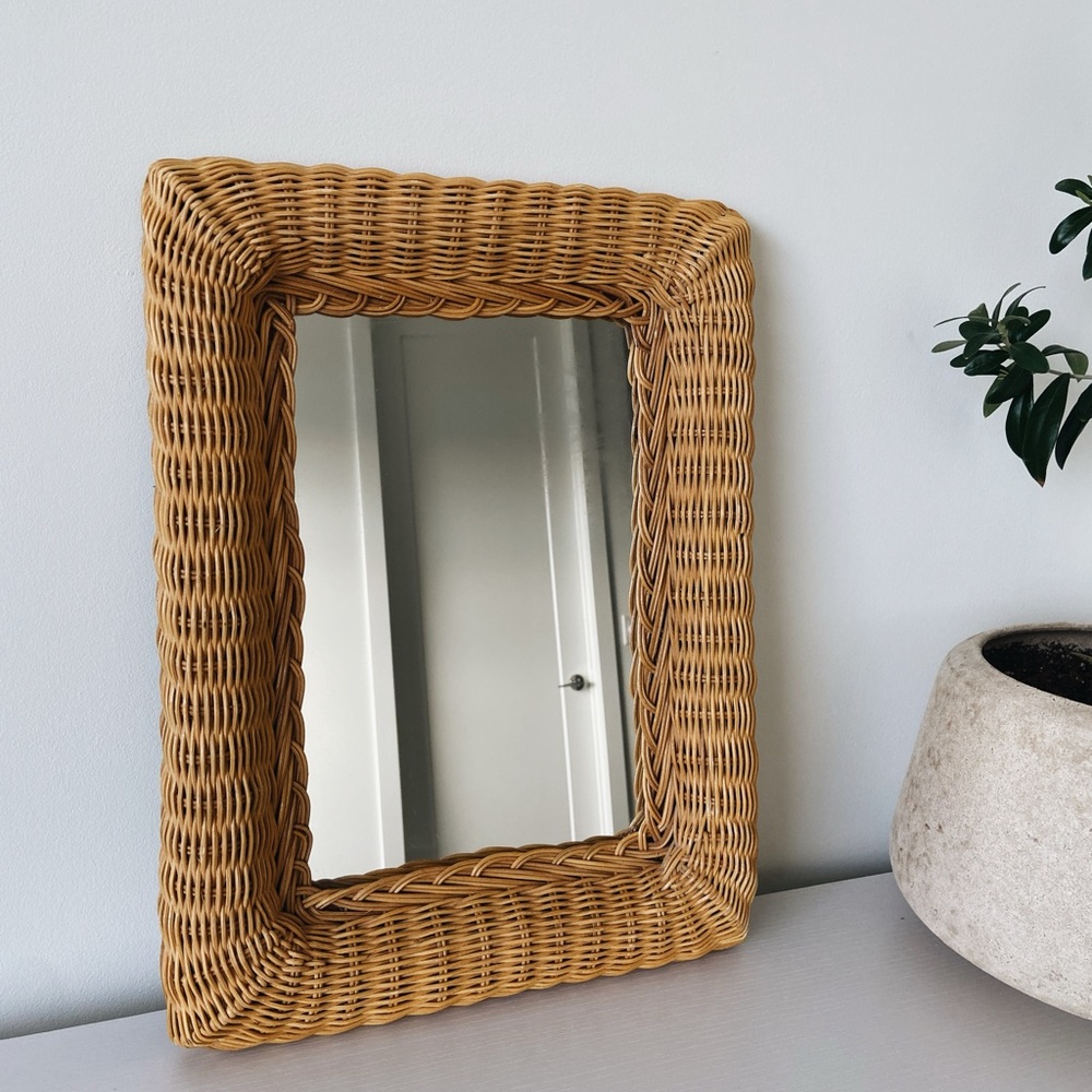 Vintage wicker mirror